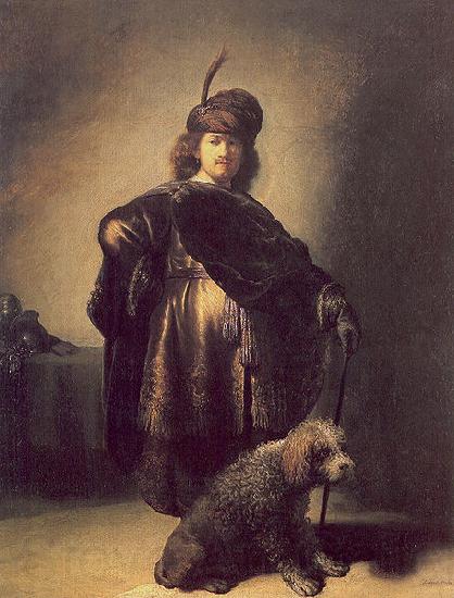 Rembrandt Peale Self portrait in oriental attire with poodle Spain oil painting art